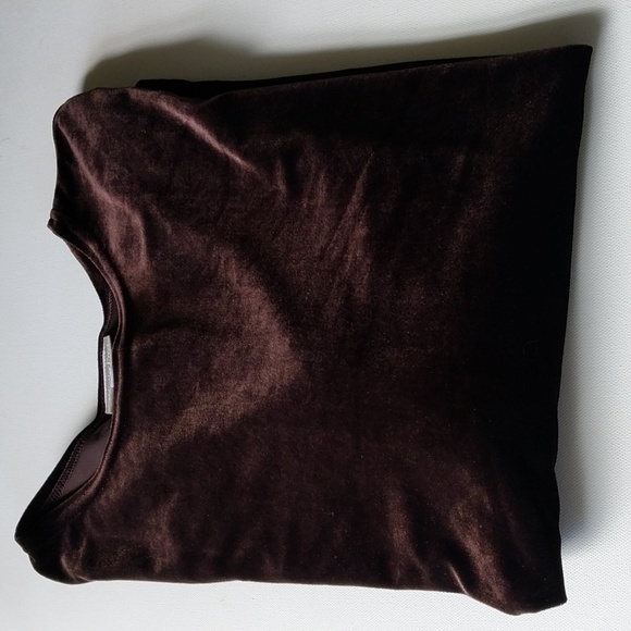 COLDWATER CREEK Brown Velvet Tunic Crew Neck Long Sleeve Top Size Large - Picture 14 of 16